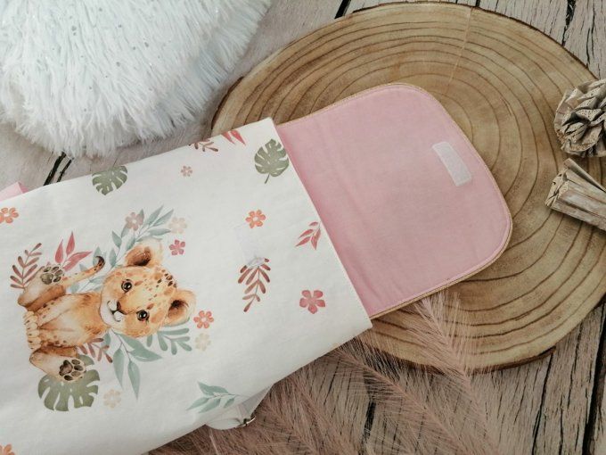 Sac à dos enfant lion fleur /rose clair