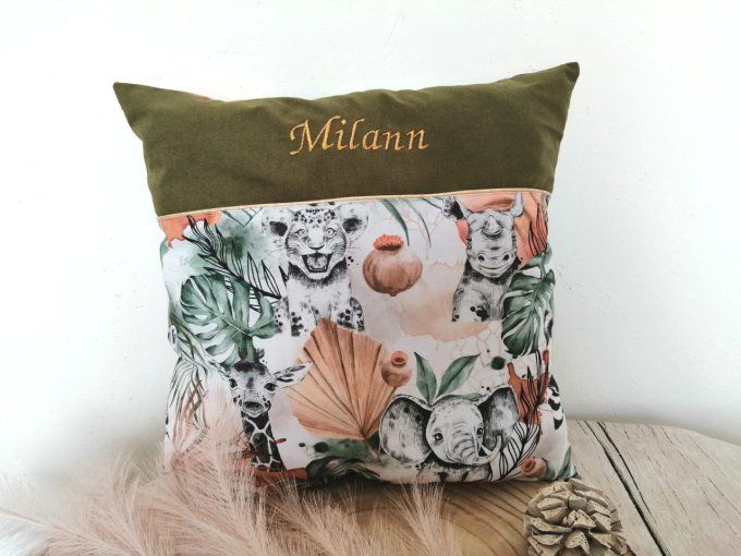 Coussin et housse personnalisée 40x40cm savane sable