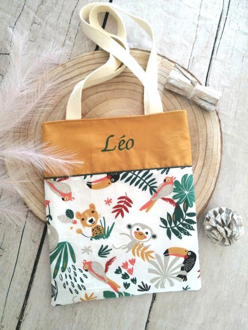 Tote bag enfant jungle blanche