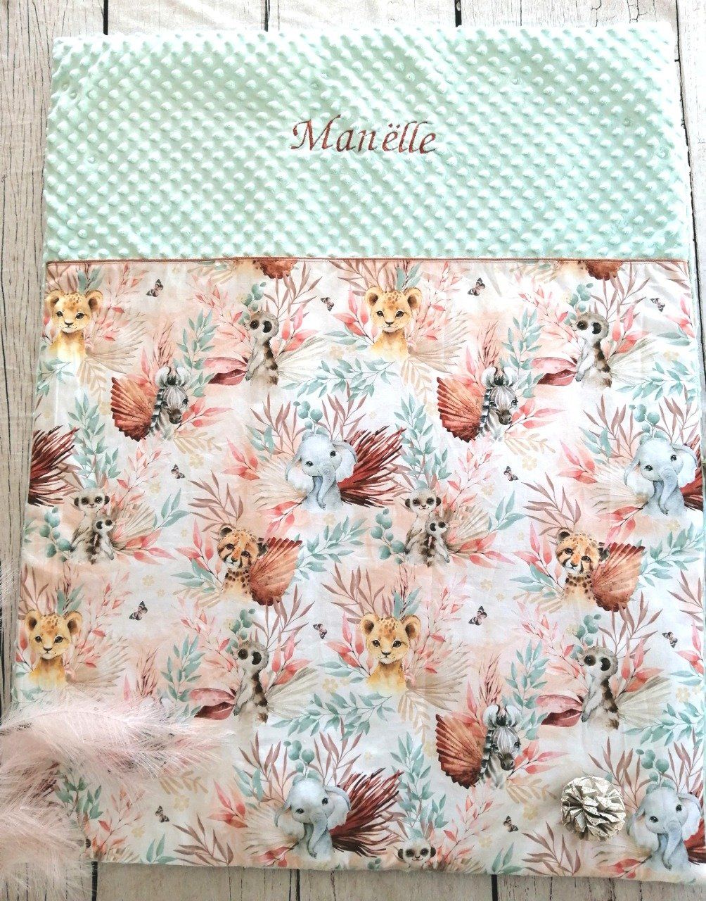 Trousse de toilette animaux marrons/simili beige nacré - Lefildaurelie