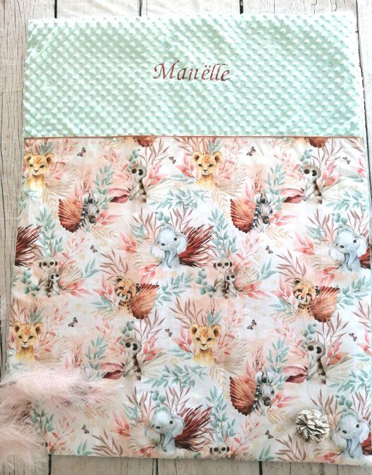 Couverture personnalisée bébé animaux marrons