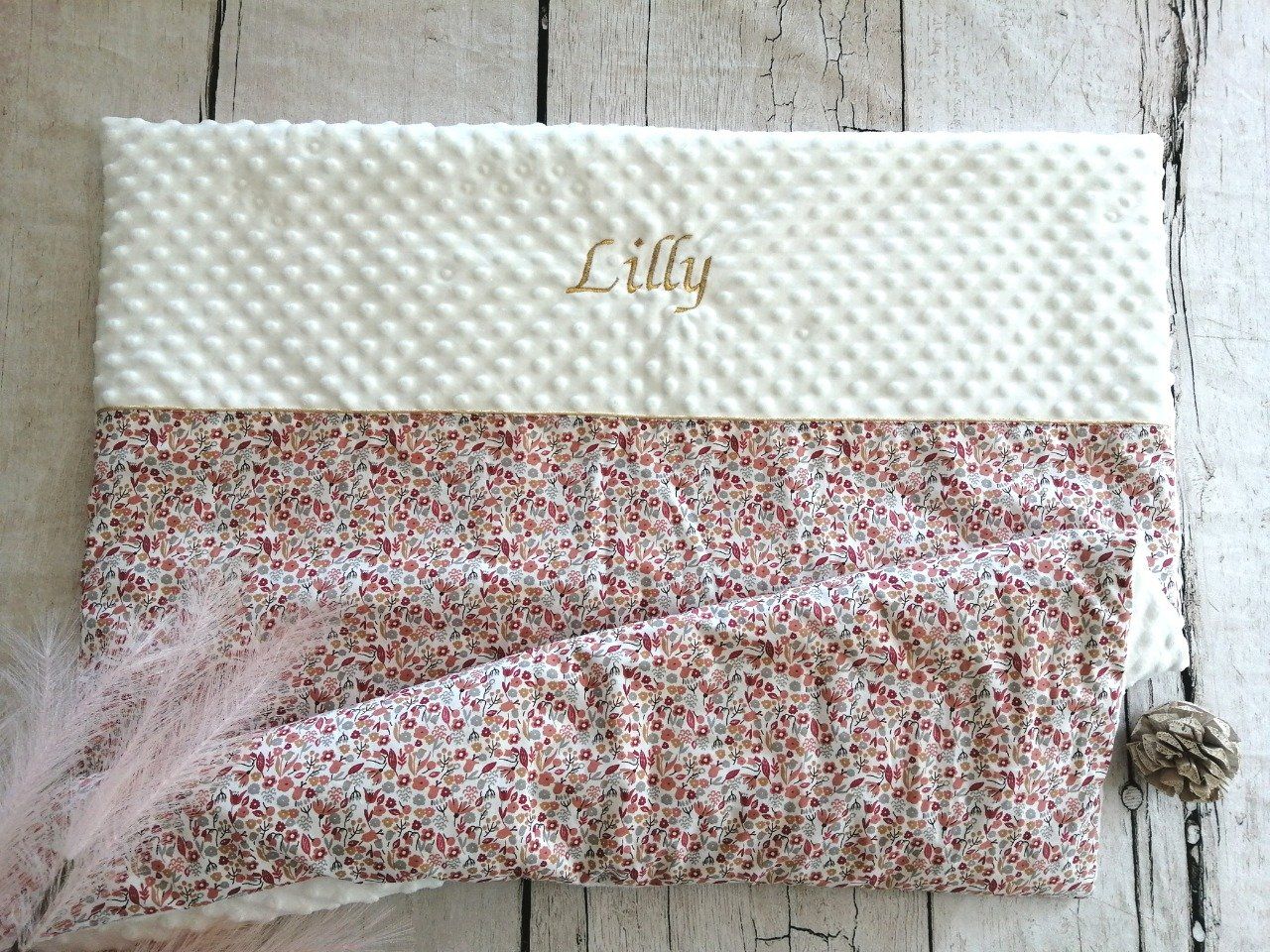 Couverture personnalisée bébé fleurette - Lefildaurelie