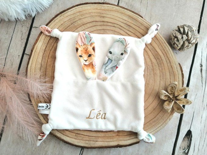 Doudou lapin animaux marrons