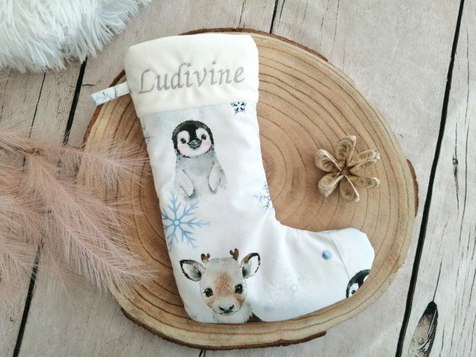 Chaussette de Noël à suspendre motif banquise