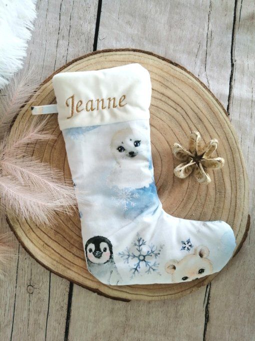 Chaussette de Noël à suspendre motif banquise