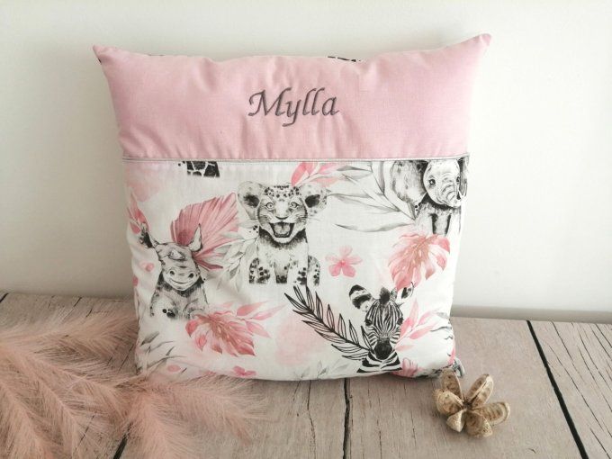 Coussin avec housse personnalisée 40x40 cm savane rose