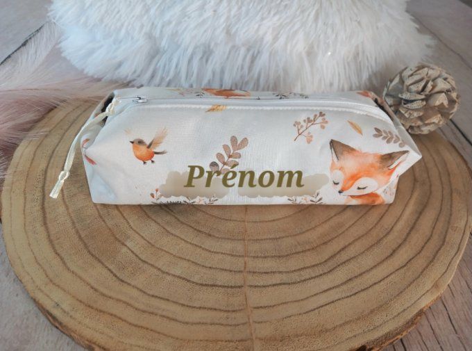 Trousse d'école animaux de la forêt / uni beige